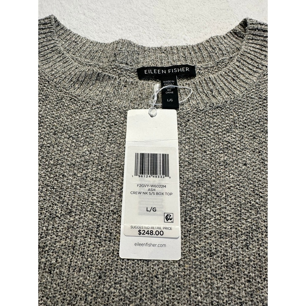 Eileen Fisher Silk Knit Box Top Women L Ash Grey NWT 100% Silk Relaxed Fit - Picture 4 of 8